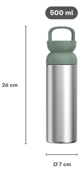 Bottiglia termica argentata/color salvia in acciaio inox 500 ml Ellipse – Mepal