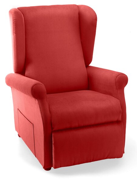 Poltrona Alzapersona Elettrica 2 Motori 75x107x84 cm con Ruote in Tessuto Dispositivo Medico 1 Rosso