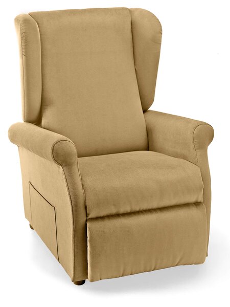 Poltrona Alzapersona Elettrica 2 Motori 75x107x84 cm con Ruote in Tessuto Dispositivo Medico 1 Beige