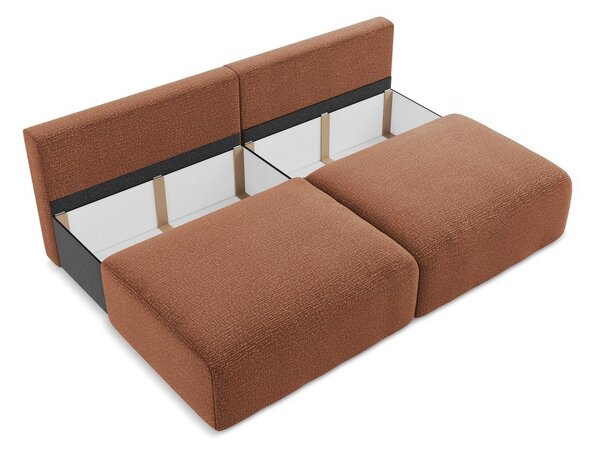 Divano color mattone allungabile/con contenitore 216 cm Kalena – Makamii