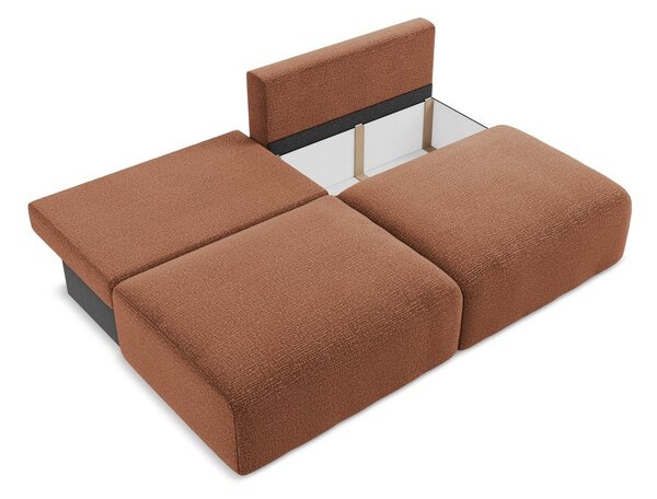 Divano color mattone allungabile/con contenitore 216 cm Kalena – Makamii