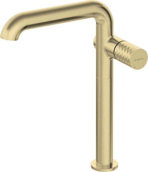 Deante Rubinetto per lavabo alto oro spazzolato, bocca rettangolare