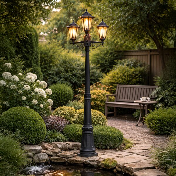 Lanterna da esterno classica nera 3 luci IP44 - New Haven