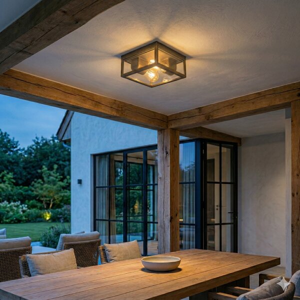 Plafoniera da esterno vintage oro anticato IP44 2 luci - Charlois