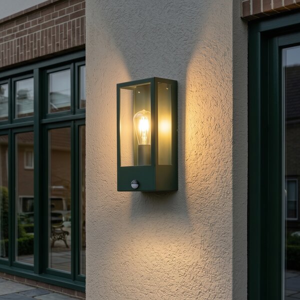 Lampada da parete per esterni verde scuro con sensore di movimento IP44 - Rotterdam