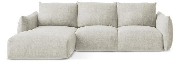 Divano angolare beige allungabile (con penisola a sinistra/con chaise lounge) Leila – Makamii