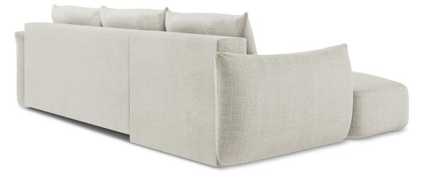Divano angolare beige allungabile (con penisola a sinistra/con chaise lounge) Leila – Makamii