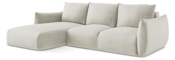 Divano angolare beige allungabile (con penisola a sinistra/con chaise lounge) Leila – Makamii