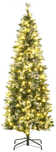 Albero di Natale Artificiale Innevato 180 cm 618 Rami 240 Luci LED Verde