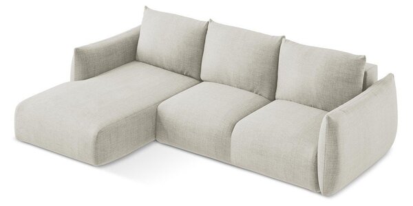 Divano angolare beige allungabile (con penisola a sinistra/con chaise lounge) Leila – Makamii