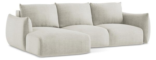 Divano angolare beige allungabile (con penisola a sinistra/con chaise lounge) Leila – Makamii