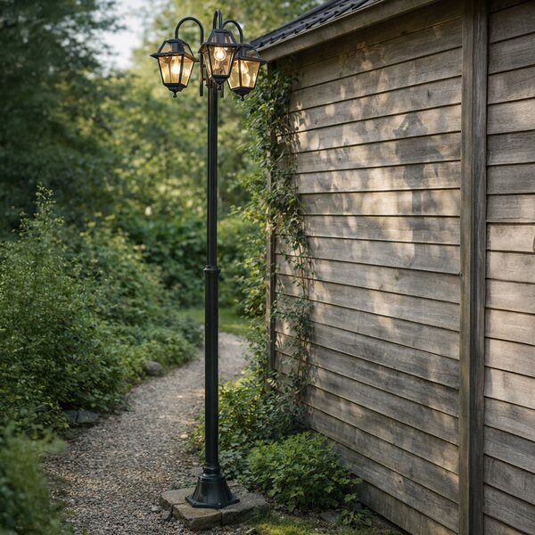 Lanterna da esterno classica verde scuro 235 cm 3 luci IP44 - Berta