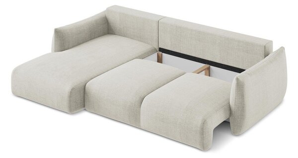 Divano angolare beige allungabile (con penisola a sinistra/con chaise lounge) Leila – Makamii