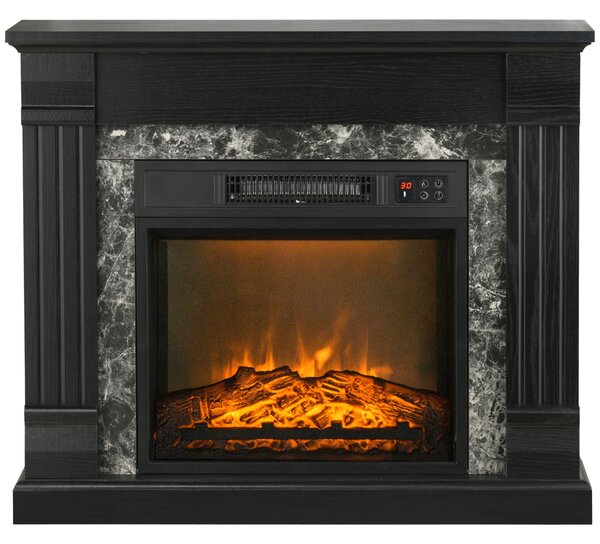 Camino Elettrico da Pavimento 80x21,6x67,8 cm 1800W Effetto Fiamma Nero