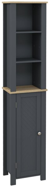 Mobile a Colonna per Bagno 1 Anta 3 Ripiani 34x23x165 cm in MDF e Legno Truciolare Grigio