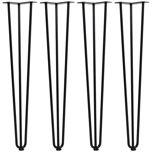 Set 4 Gambe per Tavolo 12x12x71 cm in Acciaio Preforato Nero