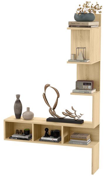 Mensola da Parete 80x20x128,5 cm Ripiani Aperti in MDF Rovere