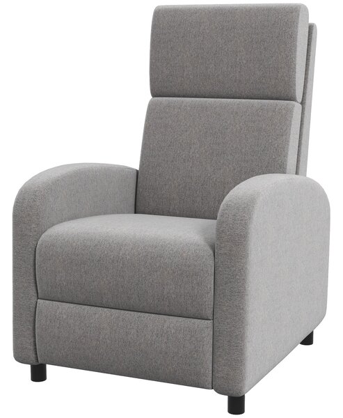 Poltrona Relax 64x86x102 cm Reclinabile Manuale in Tessuto Effetto Lino Grigia