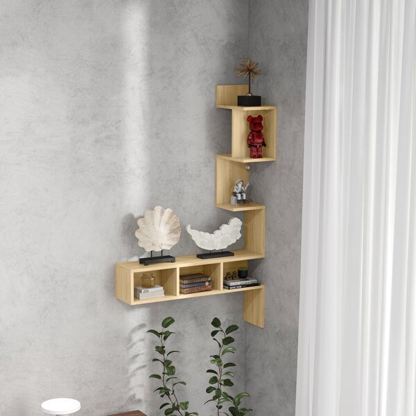 Mensola da Parete 80x20x128,5 cm Ripiani Aperti in MDF Rovere