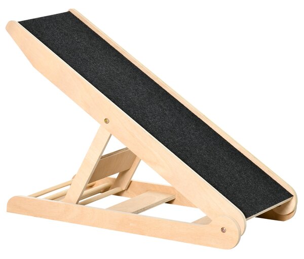 Rampa per Cani Pieghevole max 15Kg 101x36x62 cm Altezza Regolabile in Legno e Poliestere