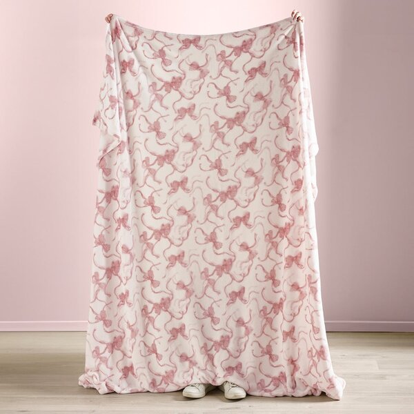 Coperta bianca e rosa in micropile 200x240 cm Bow – Catherine Lansfield