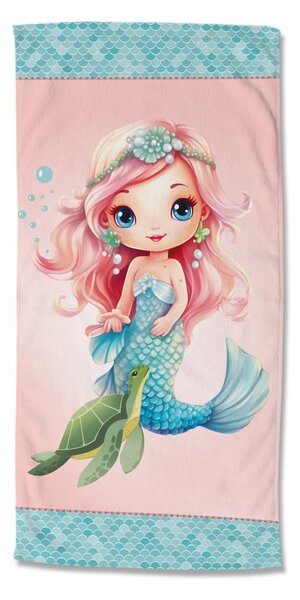 Telo mare da bambini blu/rosa in velluto 75x150 cm Alisse – Good Morning