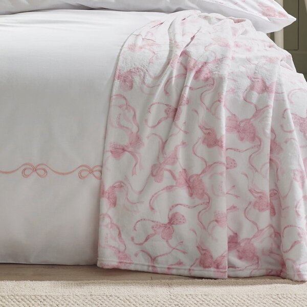 Coperta bianca e rosa in micropile 200x240 cm Bow – Catherine Lansfield