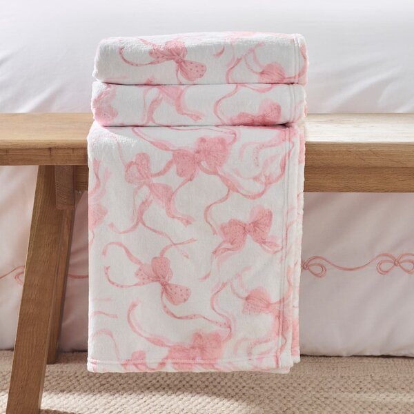 Coperta bianca e rosa in micropile 200x240 cm Bow – Catherine Lansfield