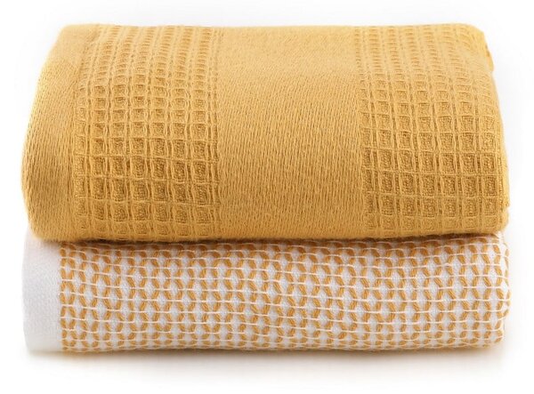 Set di asciugamani goffrati gialli 2 pz 40x60 cm Betty – Foutastic