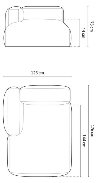 Parte divano componibile marrone chiaro (con penisola a sinistra) con rivestimento in velluto Martina – Micadoni