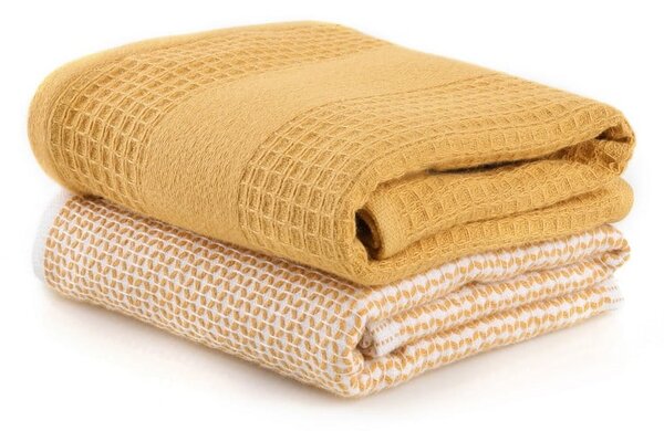 Set di asciugamani goffrati gialli 2 pz 40x60 cm Betty – Foutastic
