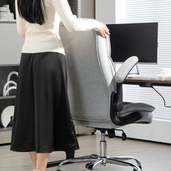 HOMCOM Sedia da ufficio, poltrona ergonomica, altezza regolabile, braccioli ribaltabili, 70 x 70 x 114-122 cm, grigio | Aosom Italy