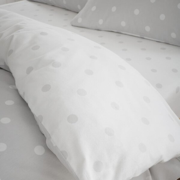 Lenzuolo con angoli bianco e grigio in flanella 150x200 cm Polka Dot – Catherine Lansfield