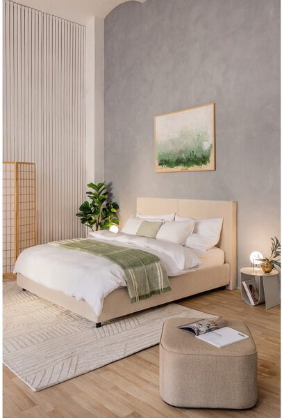 Letto matrimoniale imbottito beige con contenitore con rete inclusa 160x200 cm Myra Bold – Bonami Selection