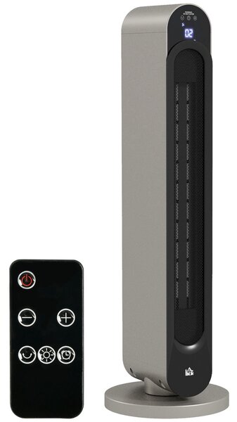 Stufa Elettrica Oscillante 3 Modalità Ø25x73,5 cm 2200W con Telecomando Argento