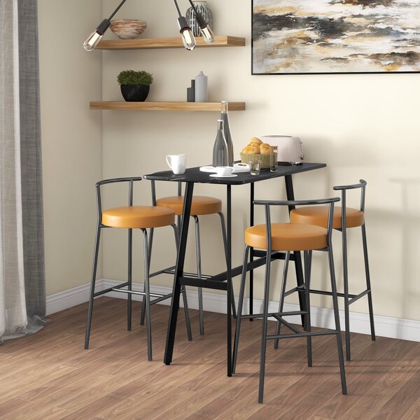 Tavolo Bar Rettangolare Alto 118x58x98 cm in MDF e Metallo Nero