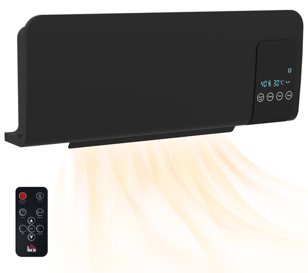 Termoventilatore da Parete Oscillante 54,5x12x21,5 cm in ABS Nero