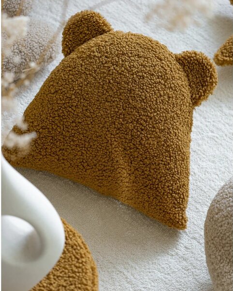 Cuscino per divano da bambini marrone con rivestimento in bouclé Bear – Wigiwama