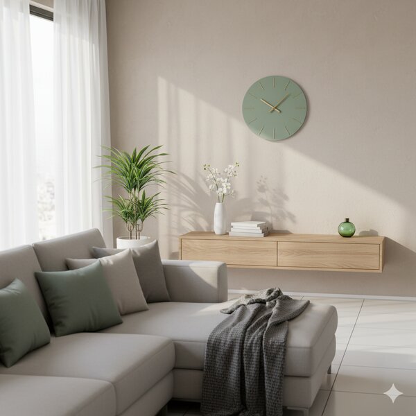 Orologio da Muro Ø 60x5 cm Timeline in Legno Salvia