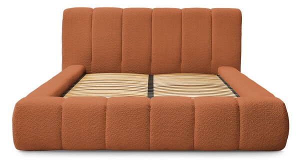 Letto matrimoniale imbottito arancione contenitore e rete inclusi 160x200 cm Denali - Bobochic Paris