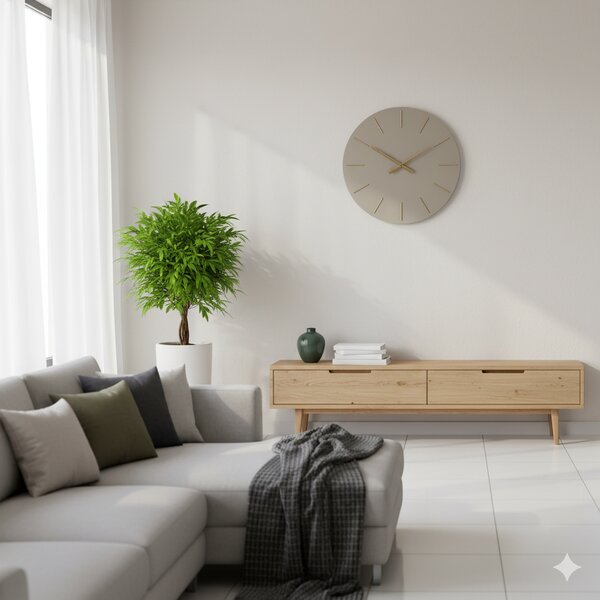 Orologio da Muro Ø 60x5 cm Timeline in Legno Tortora