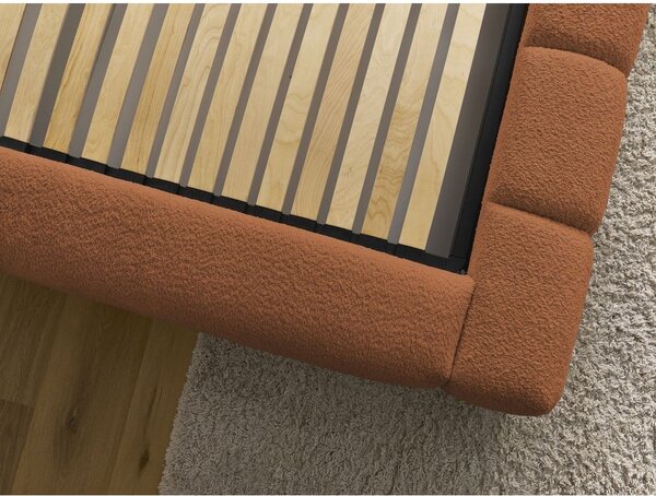 Letto matrimoniale imbottito arancione contenitore e rete inclusi 160x200 cm Denali - Bobochic Paris