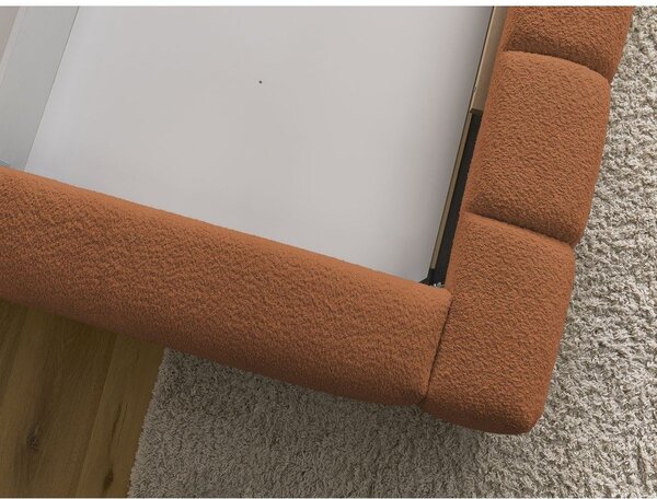 Letto matrimoniale imbottito arancione contenitore e rete inclusi 160x200 cm Denali - Bobochic Paris