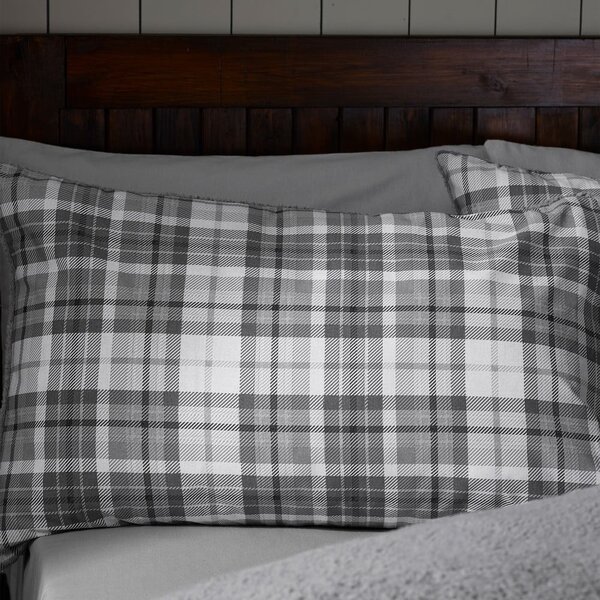 Set copripiumino e federa grigio in sherpa per letto singolo 135x200 cm Cosy Sherpa Check – Catherine Lansfield