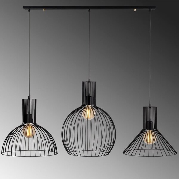 Lampadario nero con paralume in metallo Fellini – Opviq lights