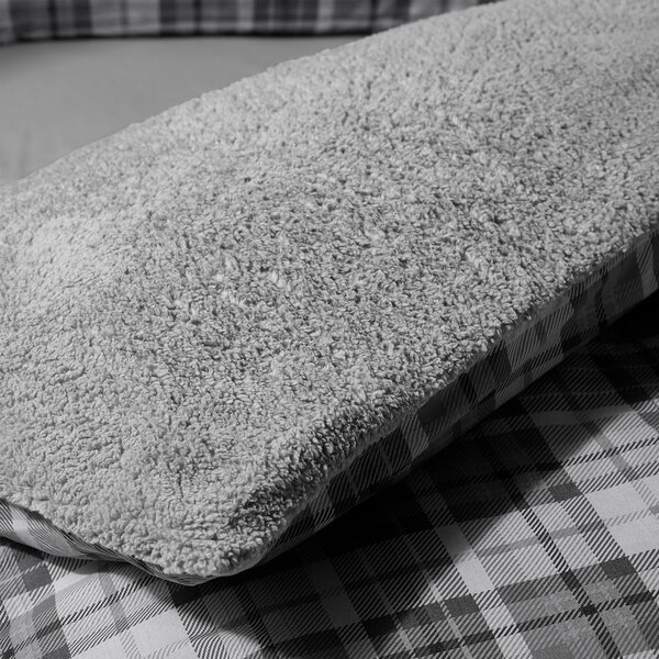 Set copripiumino e federa grigio in sherpa per letto singolo 135x200 cm Cosy Sherpa Check – Catherine Lansfield