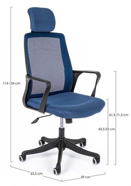 Sedia Ufficio 59x63,5x114 cm Laurent in Tessuto