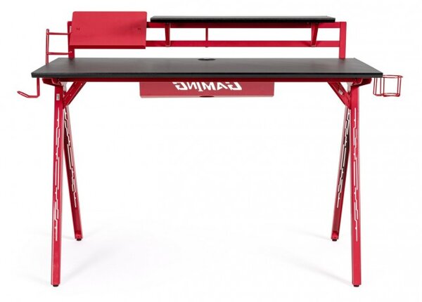 Scrivania Gaming 135,5x60x95 cm Gaming in MDF Rosso-Nero