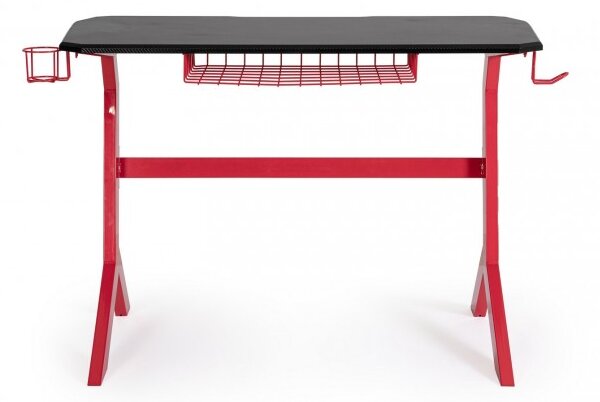 Scrivania Gaming 118x65x76 cm Gaming in MDF Rosso-Nero
