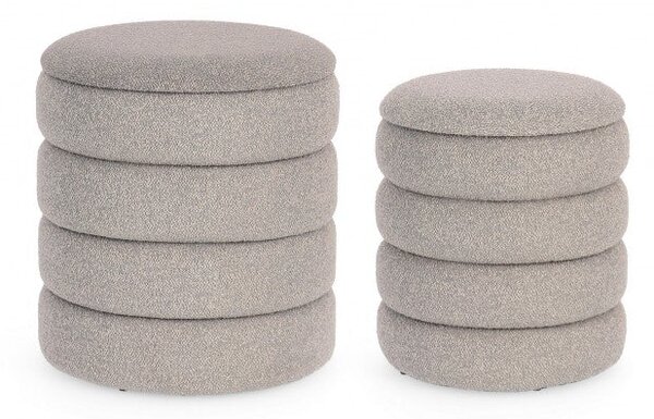 Set 2 Pouf Contenitore Katerina in Bouclè